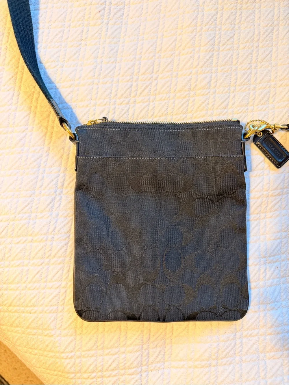 Coach Black Signature Crossbody with Gold Turnlock